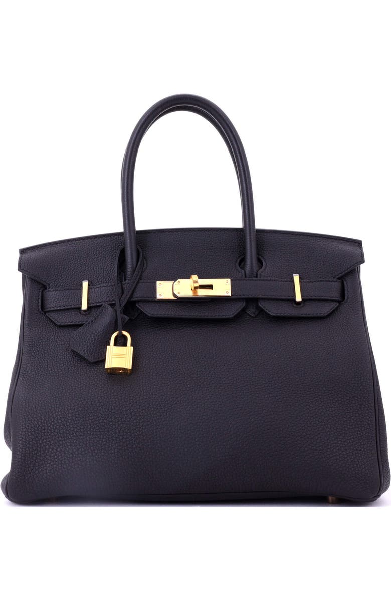 Pre-Owned Hermes Birkin Handbag Black Togo with Rose Gold Hardware 30, Main, color, Noir