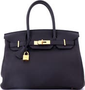 Pre-Owned Hermes Birkin Handbag Black Togo with Rose Gold Hardware 30