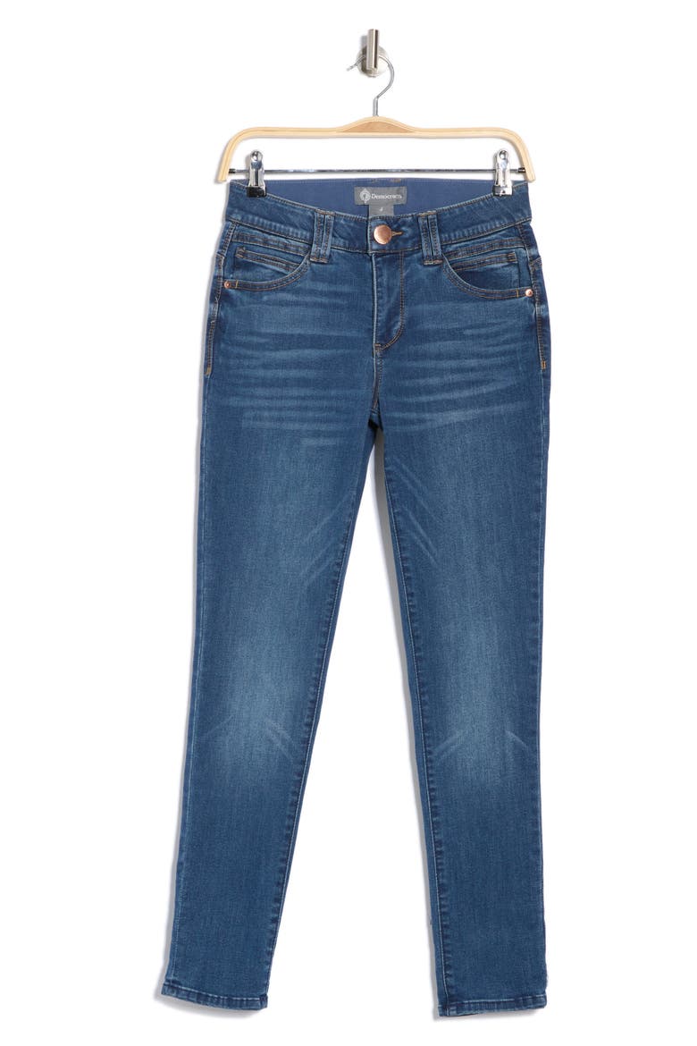 Ankle Skimmer Roll Cuff Skinny Jeans, Alternate, color, MID BLUE