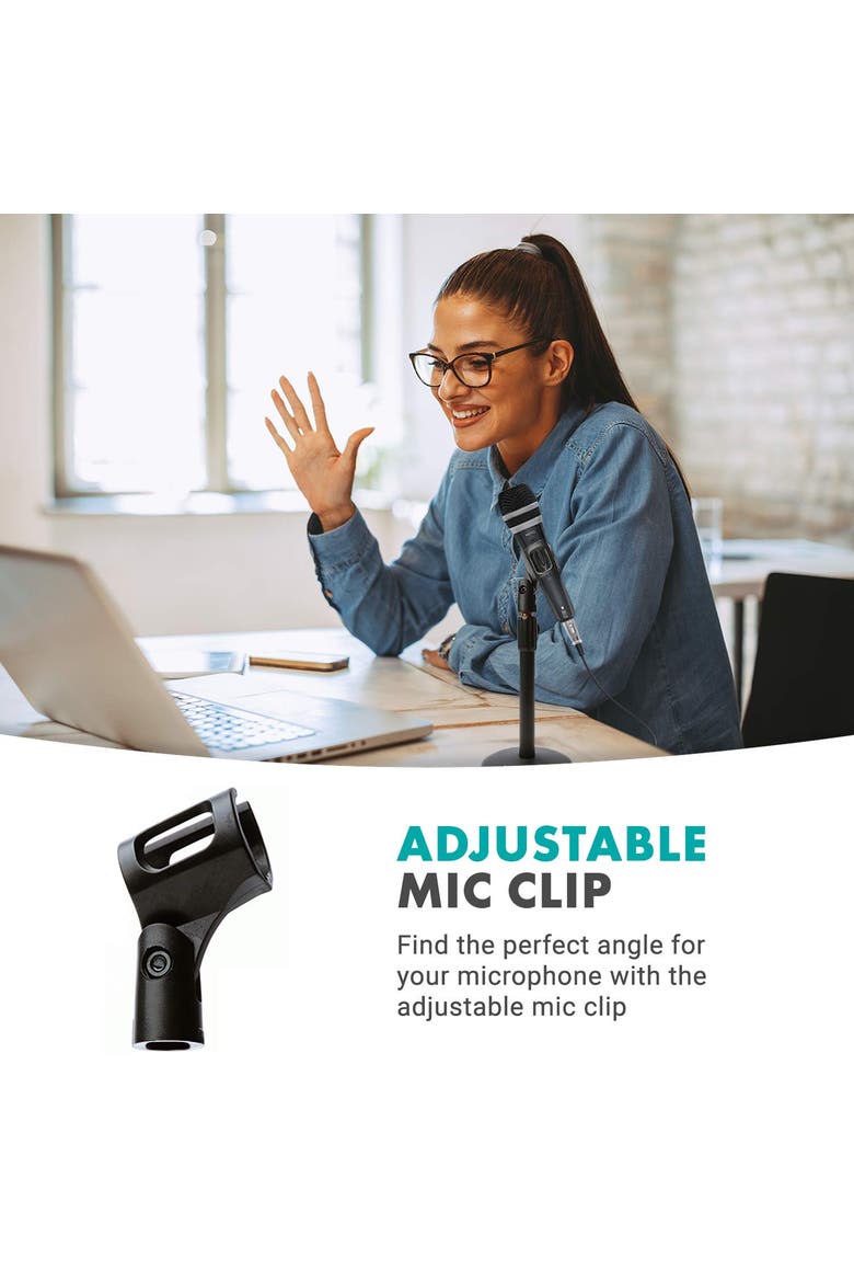 TMC-3 Adjustable Tabletop Mic Stand with Mic Clip, Alternate, color, Black