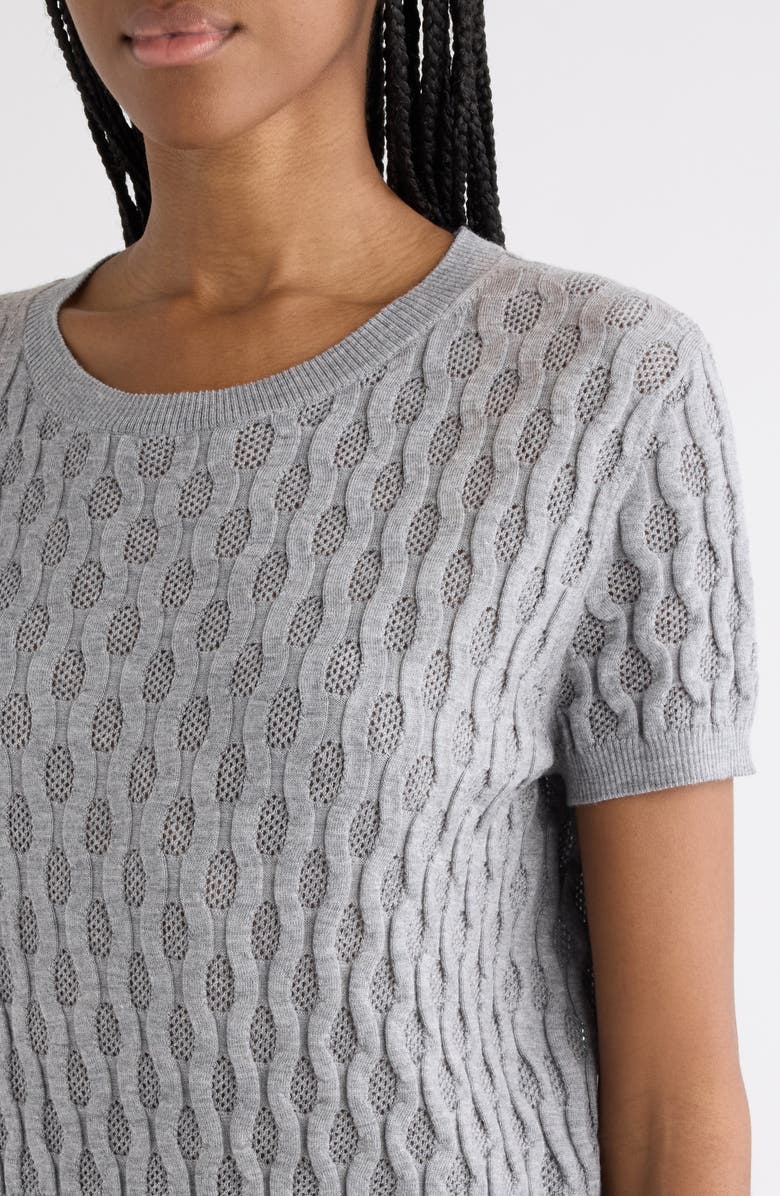 Dries Van Noten Target Short Sleeve Merino Wool Sweater, Alternate, color, Grey