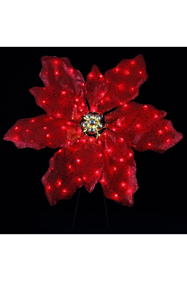 35 in. Outdoor Twinkling LED Poinsettia, Alternate, color, Multicolor