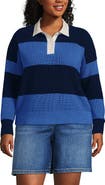 Lands' End Drifter Rugby with Woven Collar Sweater
