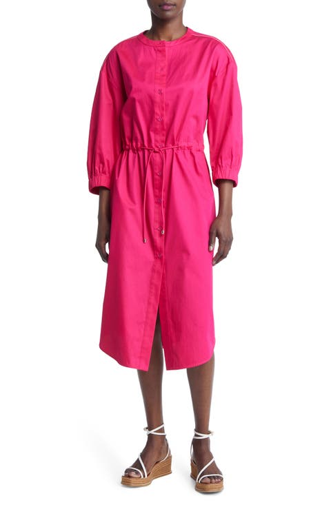 Antique Rose Long Sleeve Cotton Shirtdress