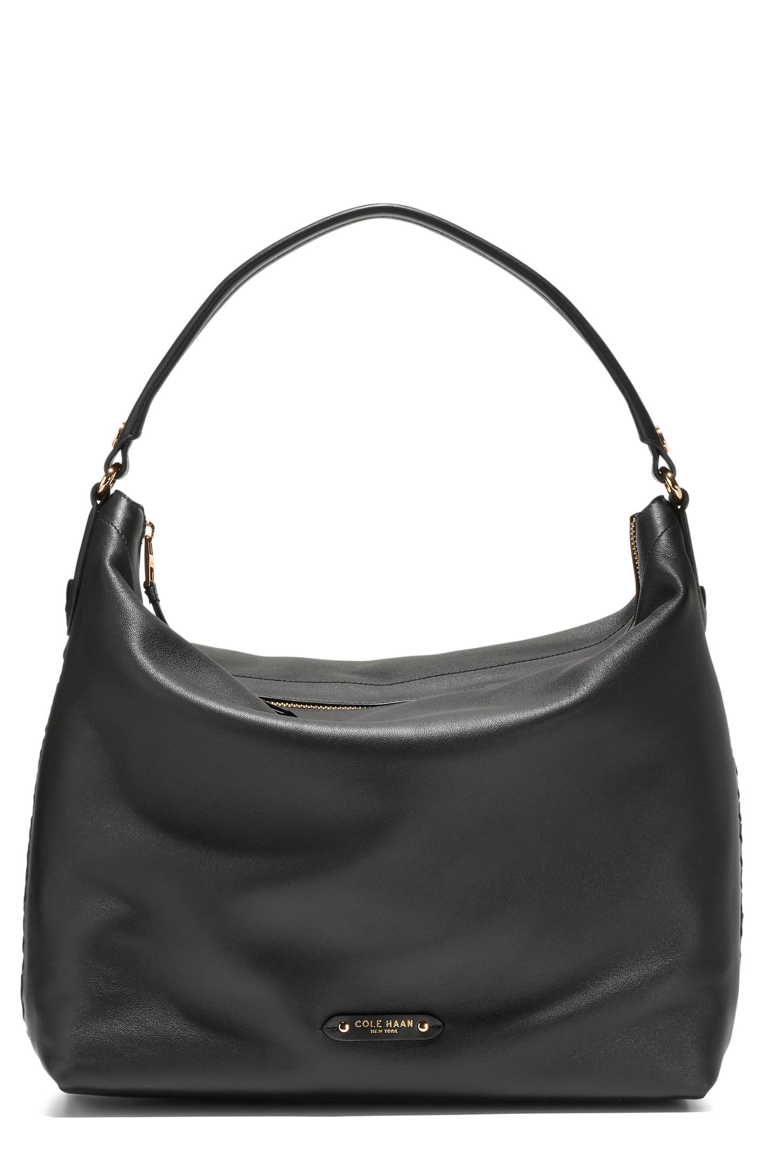 Cole Haan Isabella Leather Hobo Bag, Main, color, Black
