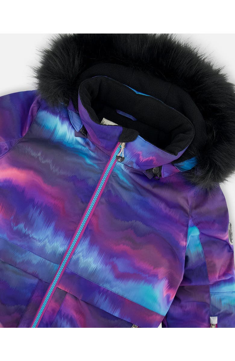 Deux par Deux Girl's Two Piece Snowsuit Printed Purple Aurora Borealis, Alternate, color,