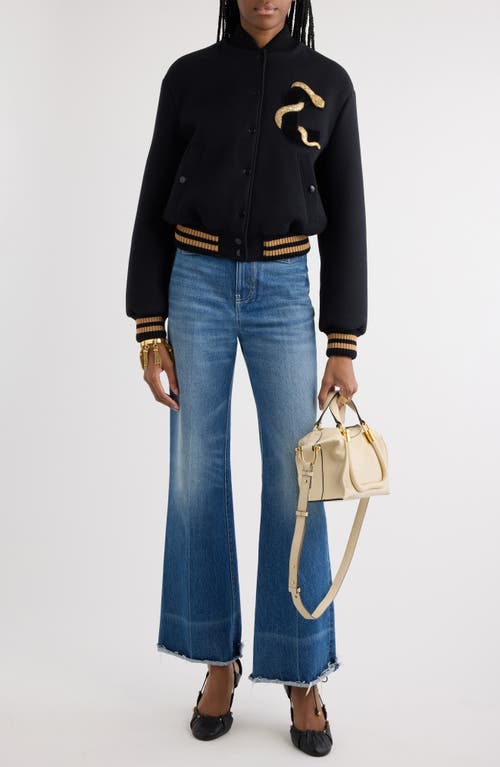 Chloé High Waist Flare Leg Jeans In Ocean Blue