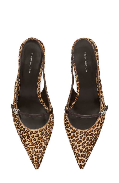 Tory Burch Double T Buckle Slingback Mary Jane Kitten Heel Pump In Animal Print