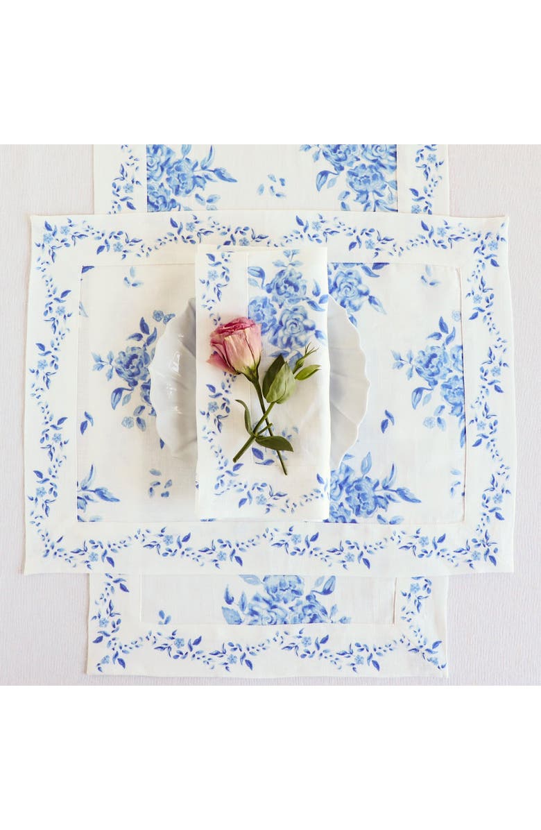 Solino Home Linen Dinner Napkins - Jolie Fleur, 20" x 20", Alternate, color, Blue Floral