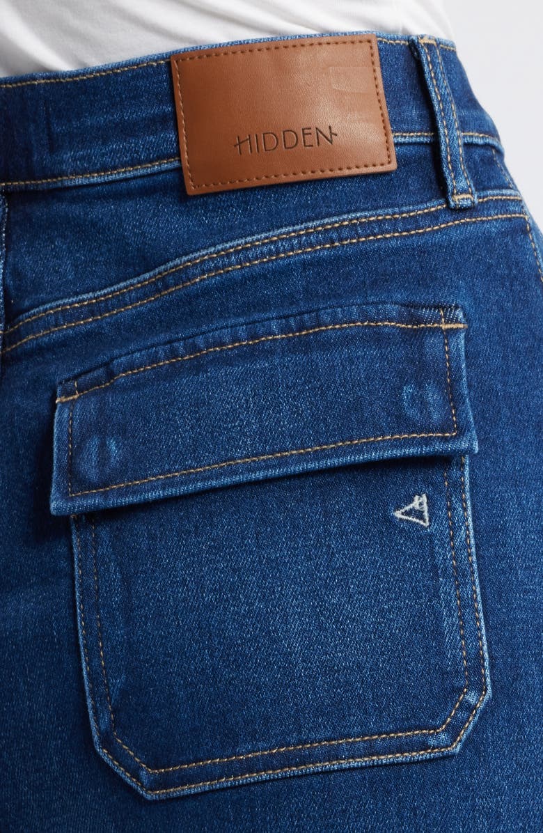 HIDDEN JEANS Raw Hem Denim Skirt, Alternate, color, Dark Wash