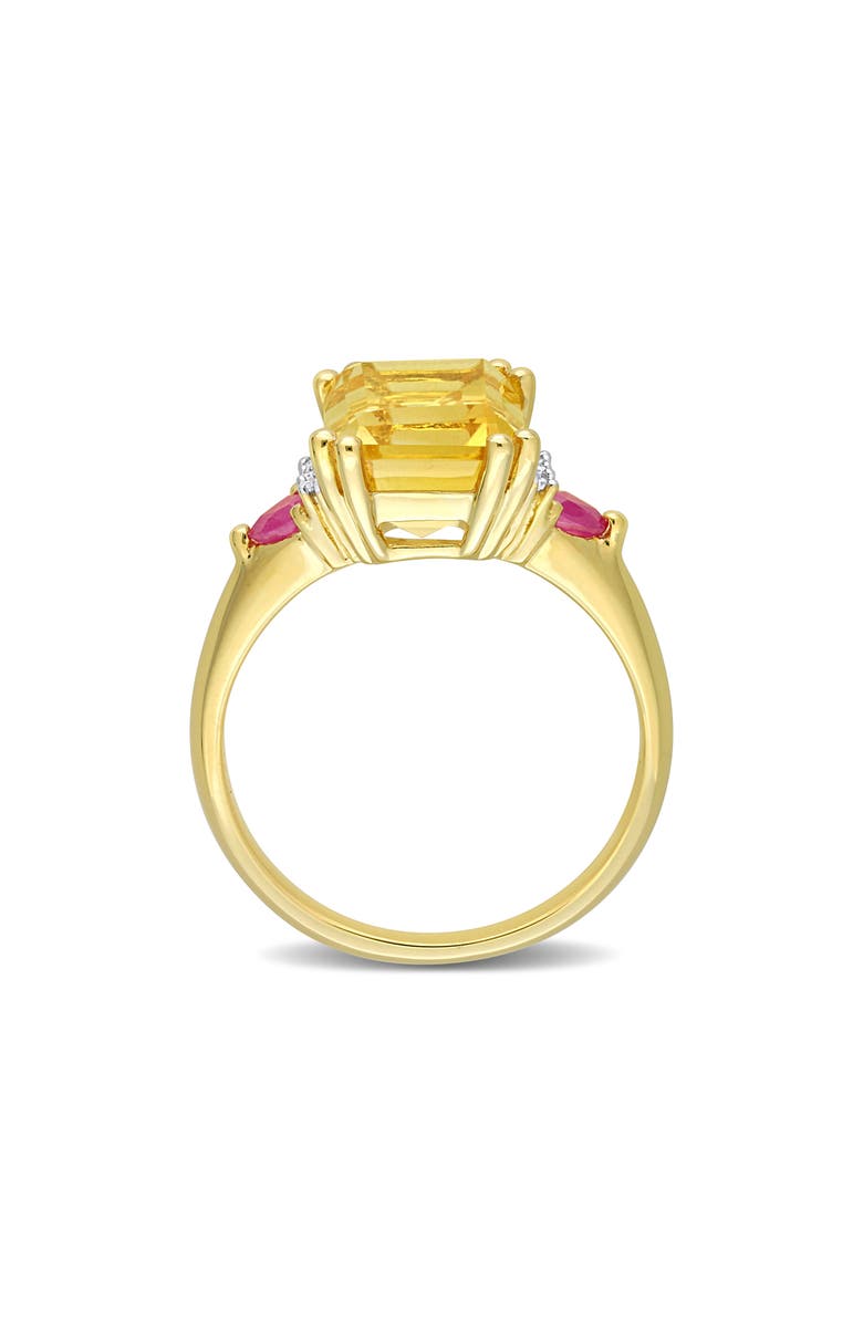 DELMAR Octagon Cut Citrine Ruby & Diamond Ring - 0.04ct., Alternate, color, Yellow