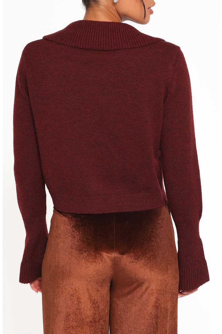 Trumpet Sleeve Cardigan, Alternate, color, CABERNET