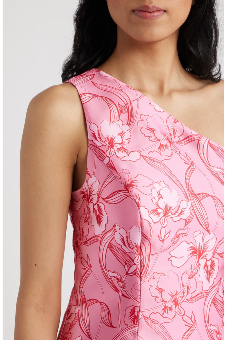 Silas Floral Print One-Shoulder Minidress, Alternate, color, PINK/ RED ORCHIDS