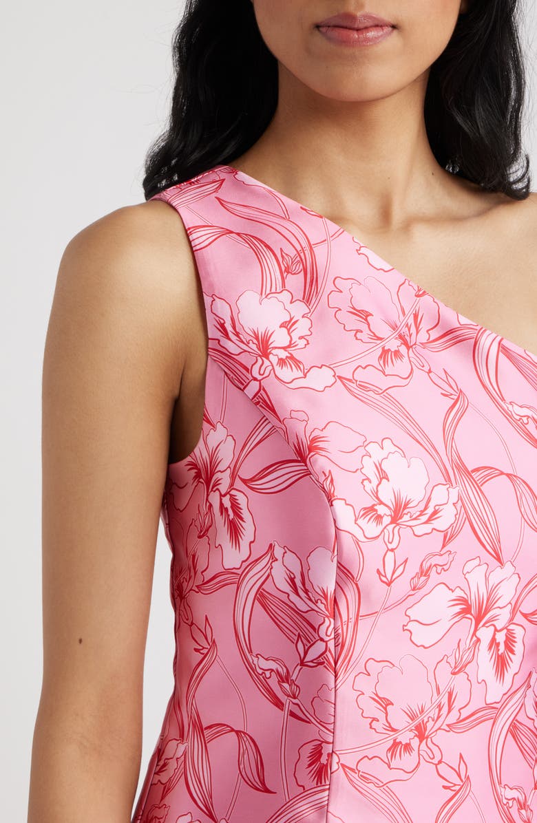 Hutch Silas Floral Print One-Shoulder Minidress, Alternate, color, Pink/ Red Orchids
