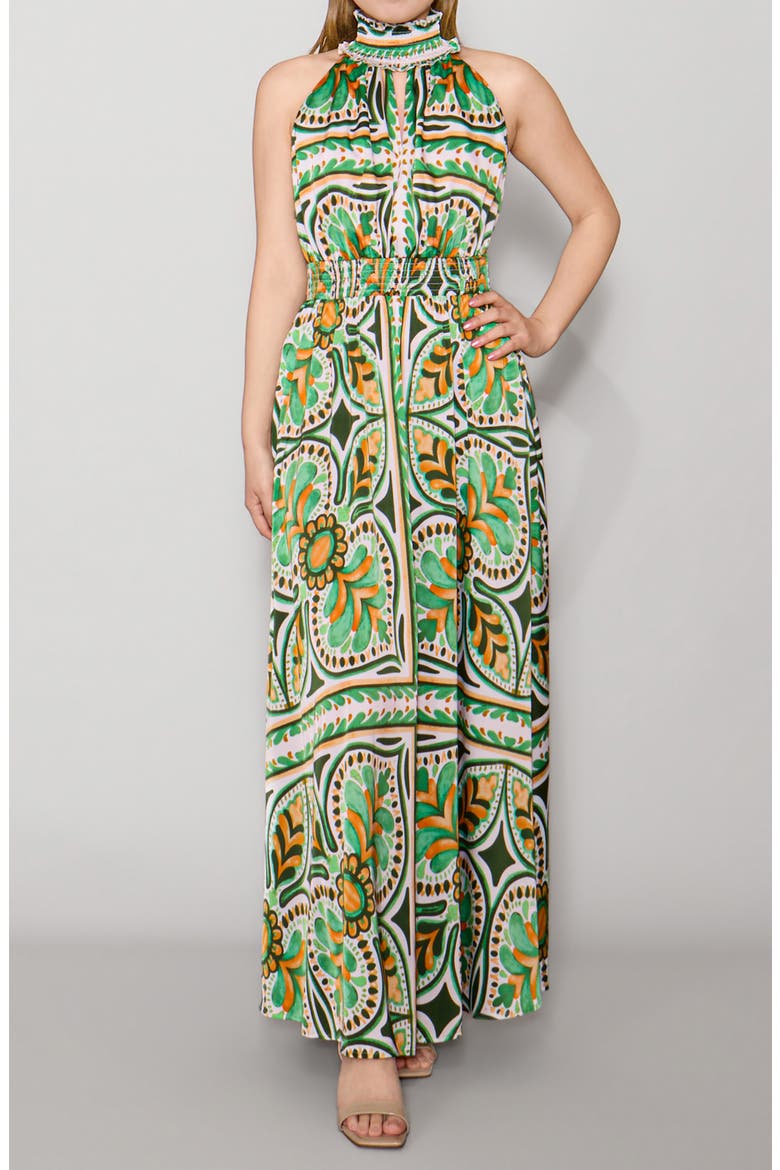 Abstract Maxi Halter Dress, Alternate, color, GREEN MULTI