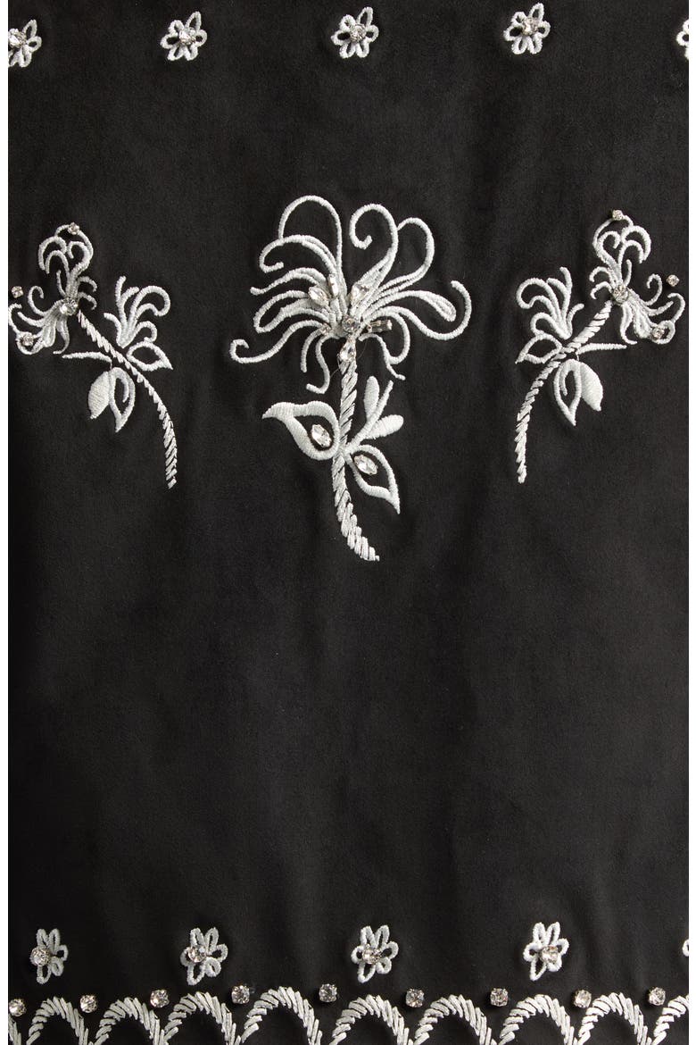 Amaranthe Faux Fur Trim Embroidered Vest, Alternate, color, BLACK/ DARK GARDENIA