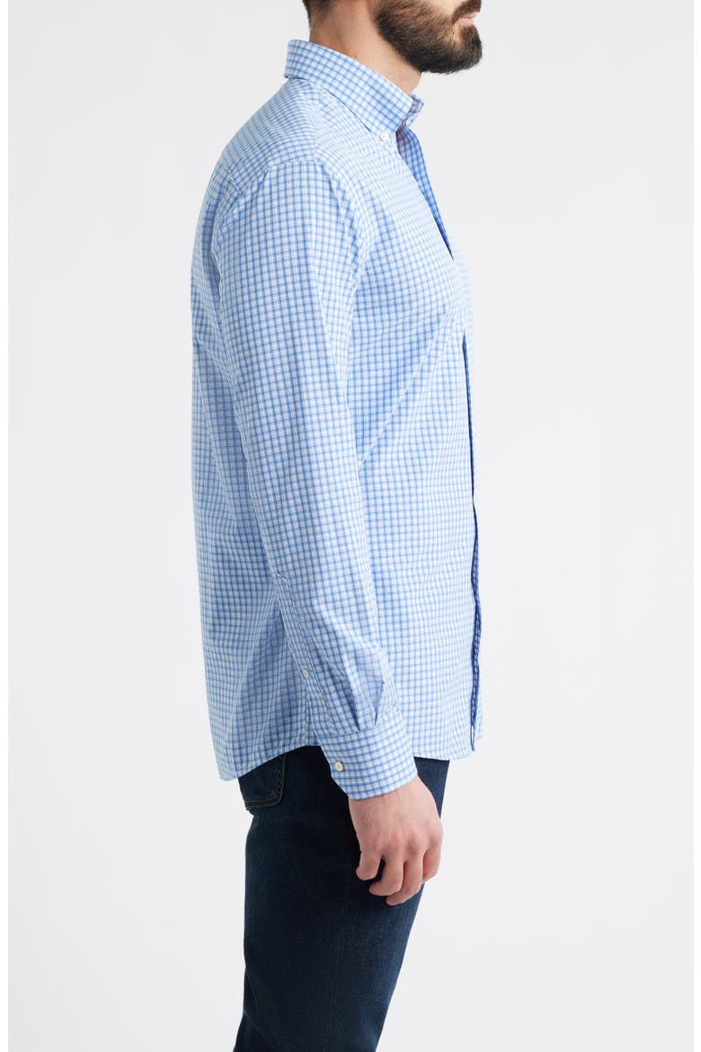 Bienville Tailored Fit Shadow Check Performance Poplin Button-Down Shirt, Alternate, color, DUSK BLUE