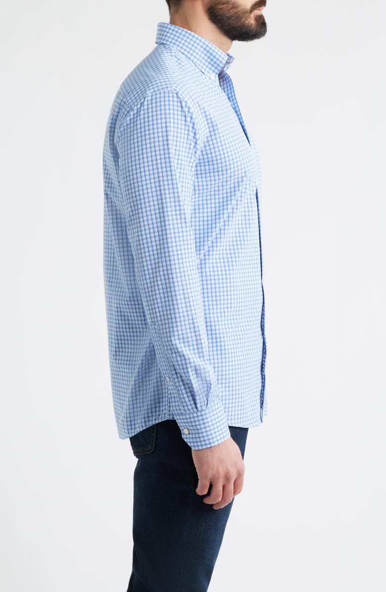 Peter Millar Bienville Tailored Fit Shadow Check Performance Poplin Button-Down Shirt, Alternate, color, Dusk Blue