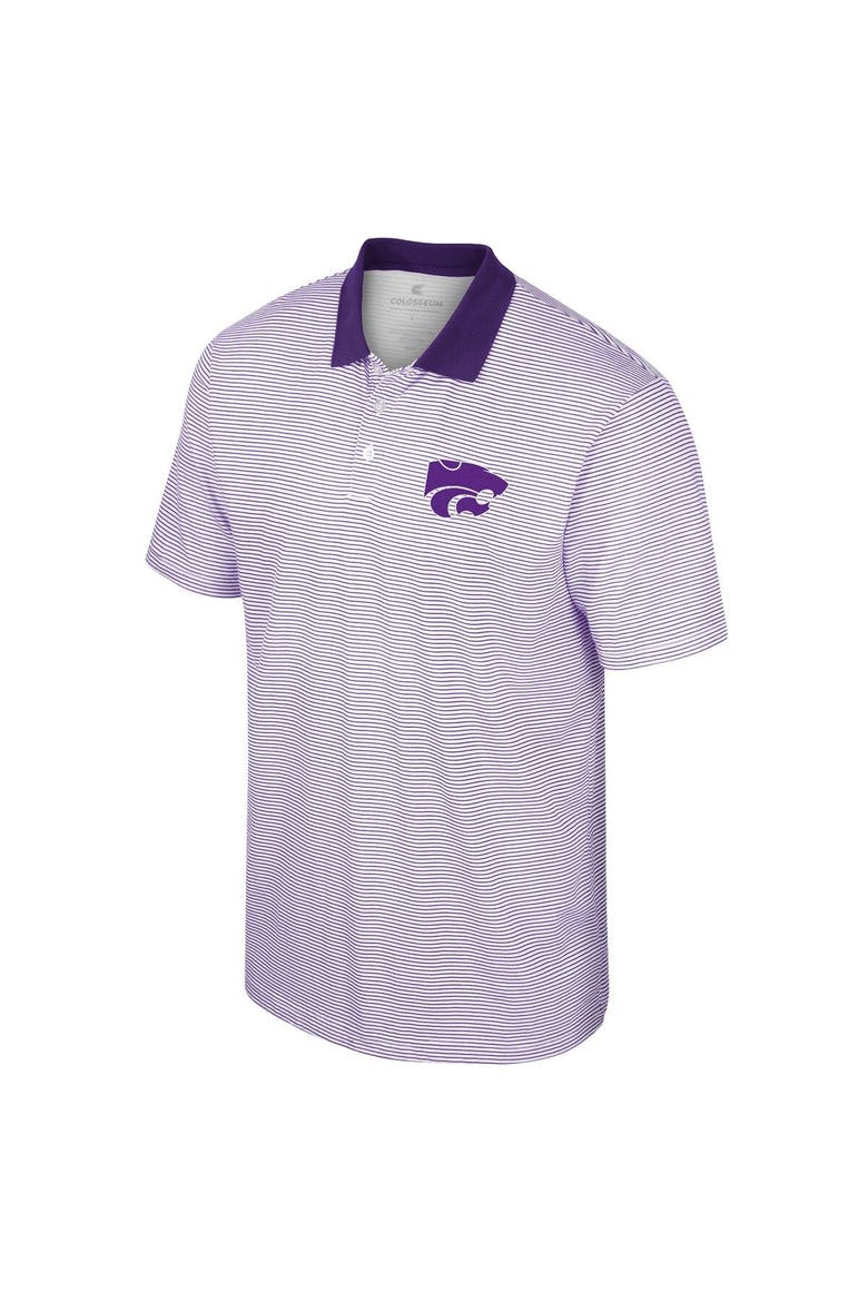 Men's Colosseum White/Purple Kansas State Wildcats Print Stripe Polo, Alternate, color, White
