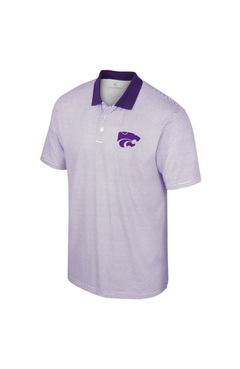 COLOSSEUM Men's Colosseum White/Purple Kansas State Wildcats Print Stripe Polo, Alternate, color, White