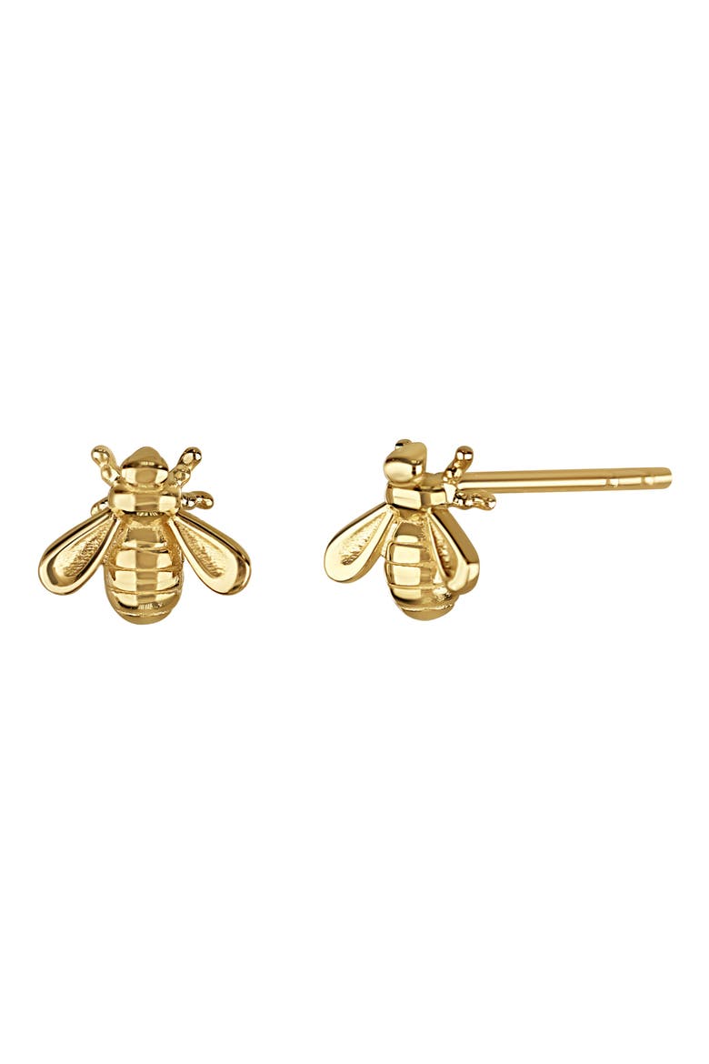 14K Gold Bee Stud Earrings, Main, color, 14KY