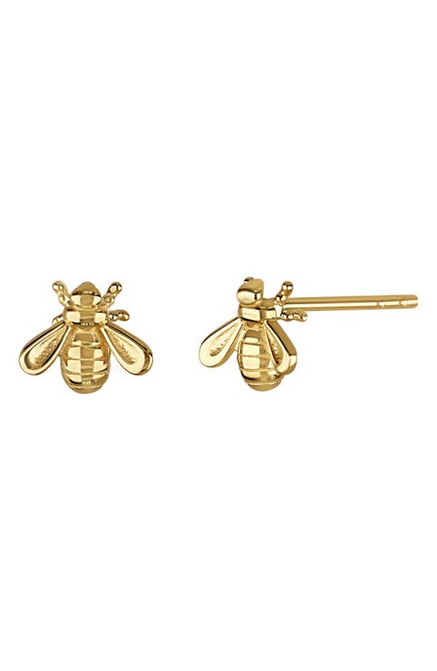14K Gold Bee Stud Earrings