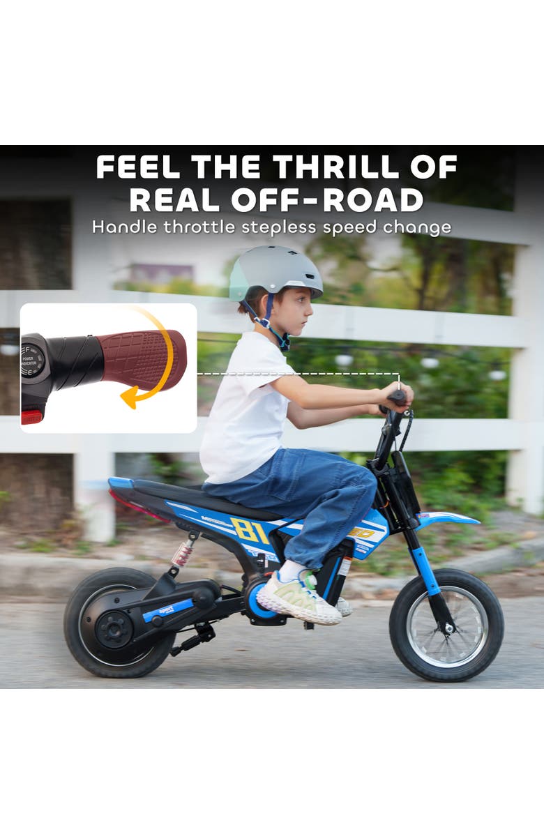 Qaba Kids Electric Dirt Bike, 250W, 9.9 MPH, Tires, Suspension, Alternate, color, Blue