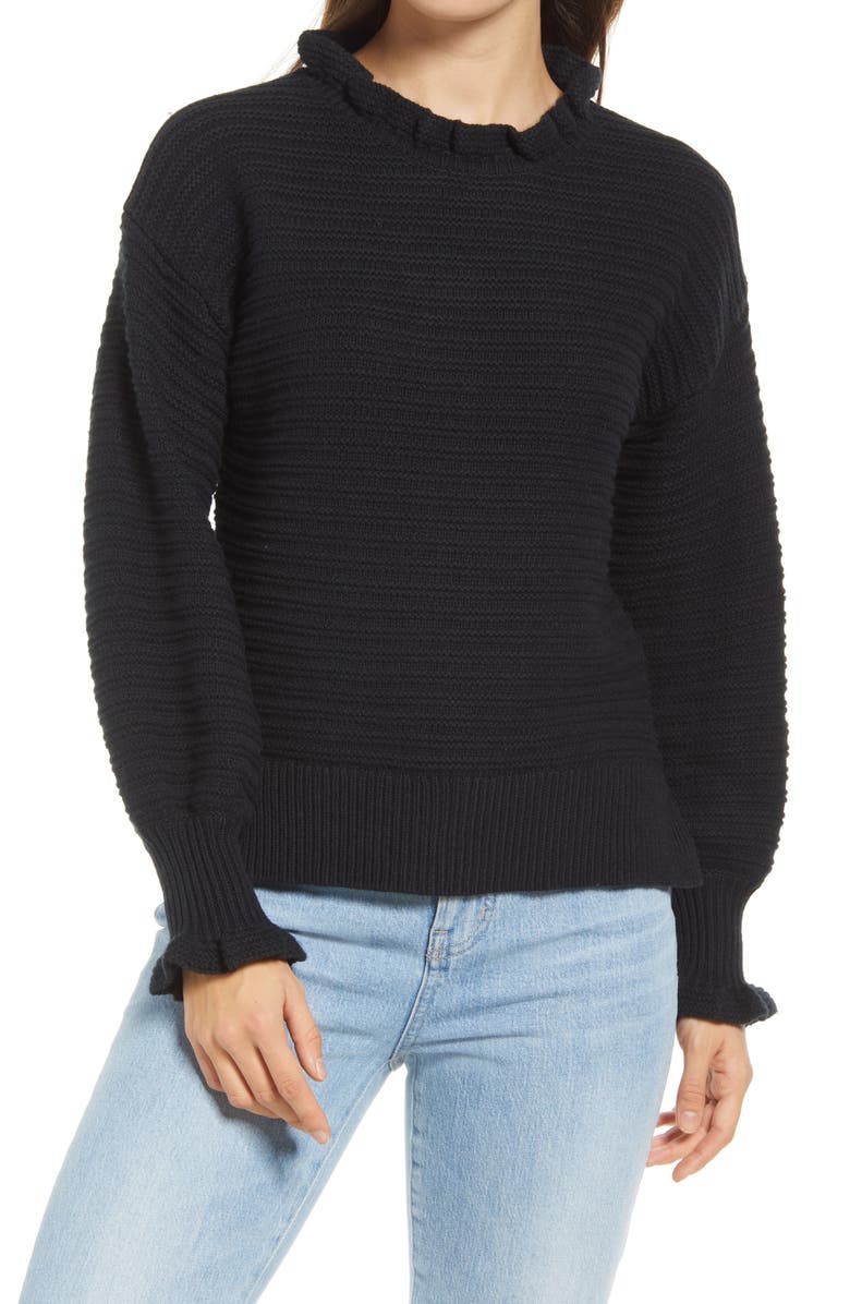 Madewell Ruffle Neck Sweater, Main, color,