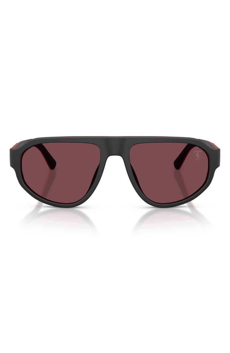 Scuderia Ferrari 57mm Irregular Sunglasses, Main, color, Black Matte Red Black