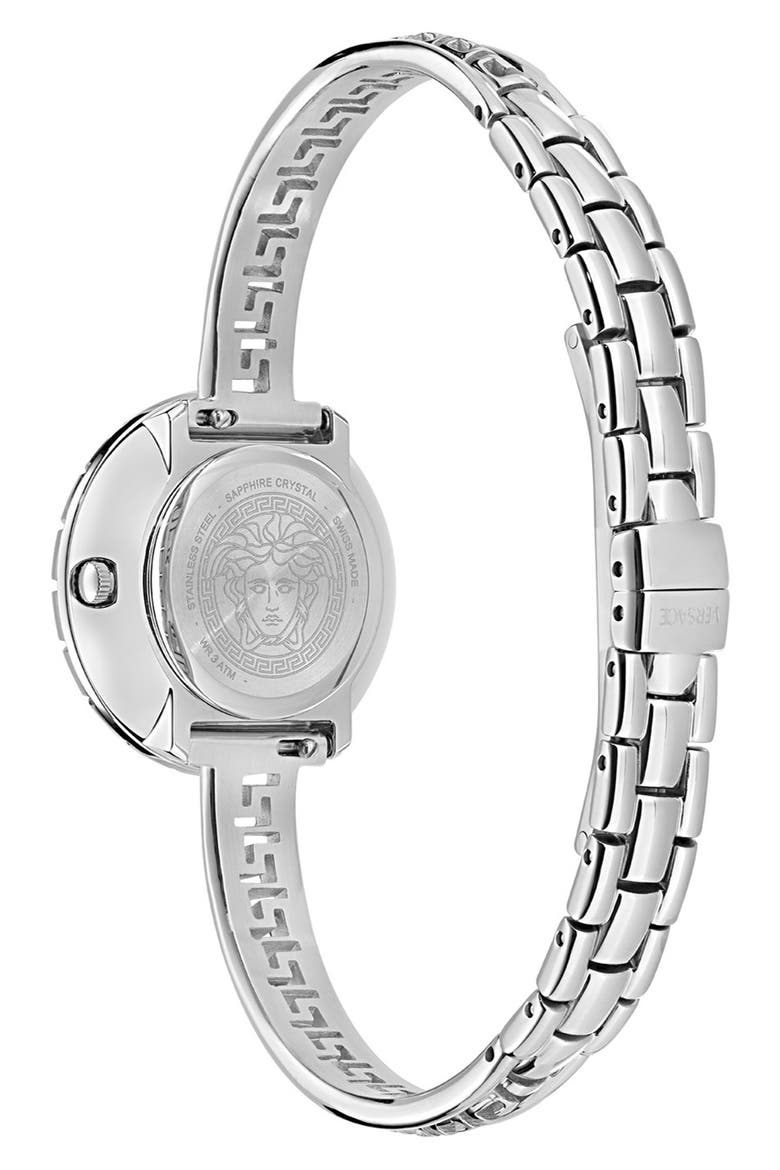 La Greca Diamond Bracelet Watch, Leather Strap & Pendant Chain Gift Set, 28mm, Alternate, color, STAINLESS STEEL