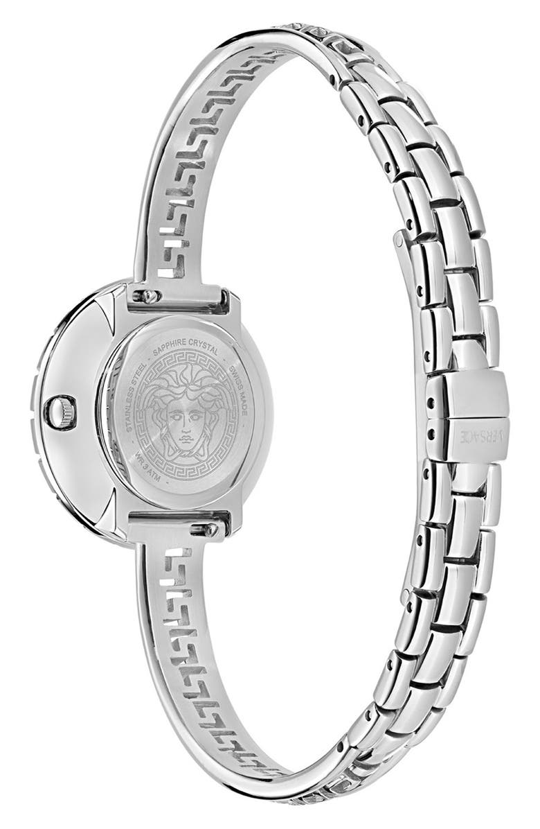 Versace La Greca Diamond Bracelet Watch, Leather Strap 
Pendant Chain Gift Set, 28mm, Alternate, color, Stainless Steel