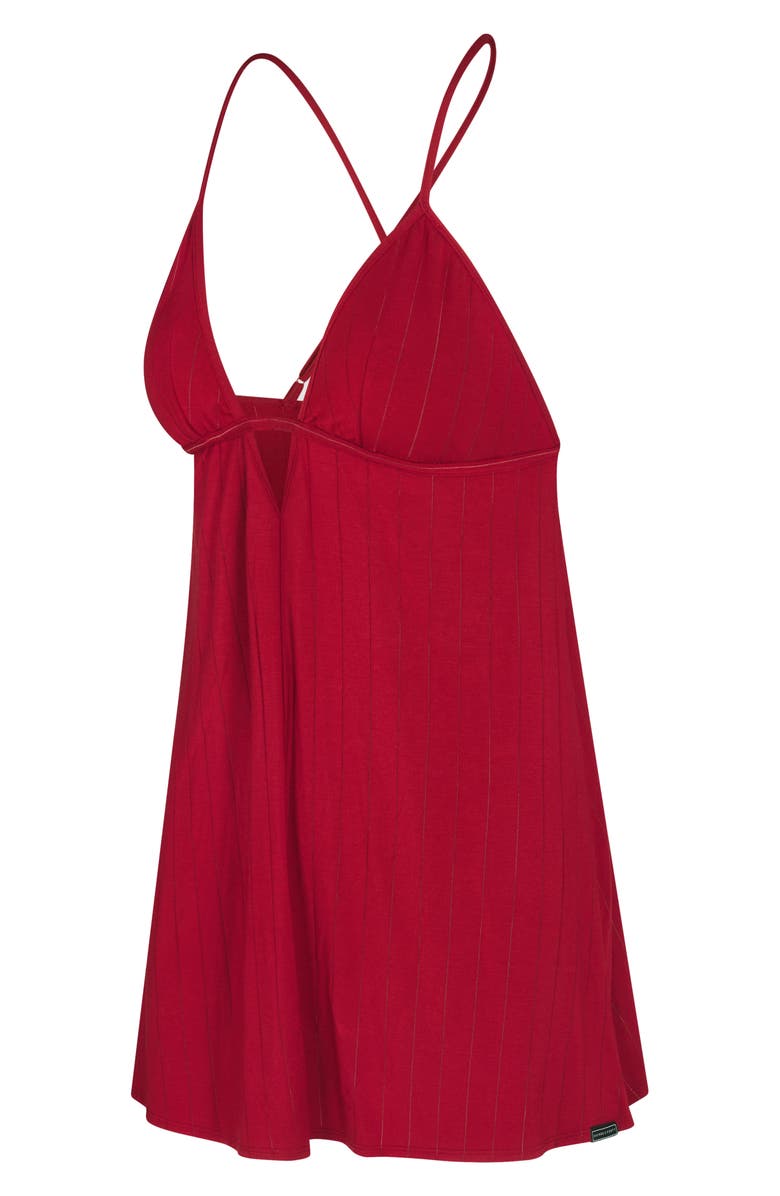SAVAGE X FENTY Sleek Stitch Sleep Mini Slip, Alternate, color, Red Cognac