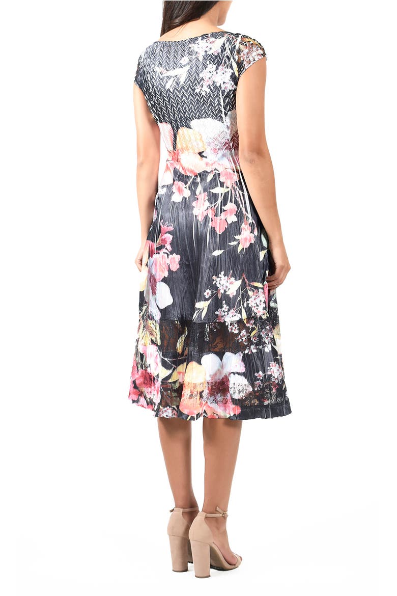 Bright Floral Cap Sleeve Charmeuse Dress, Alternate, color, Floral Dream