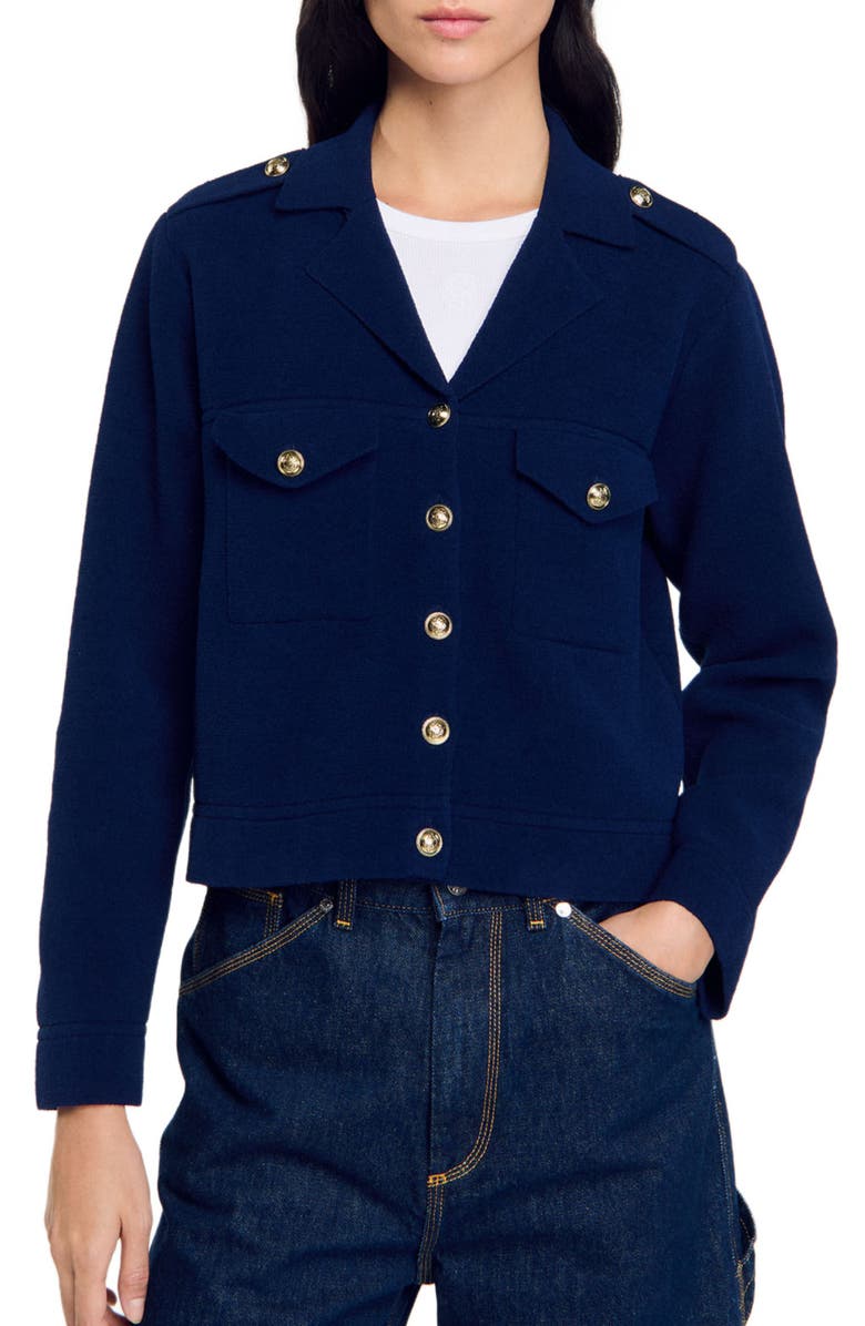 SANDRO Knit coatigan, Main, color, 