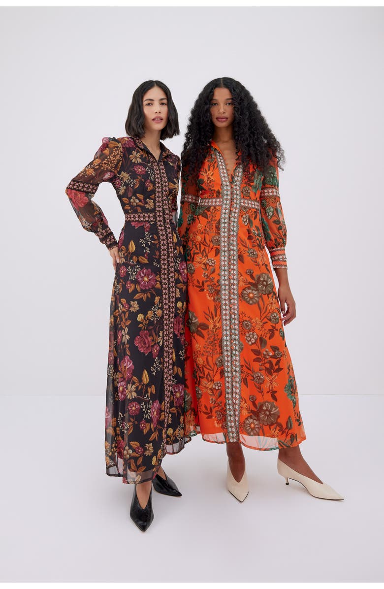 RAISHMA Floral Black Dress, Alternate, color, Black