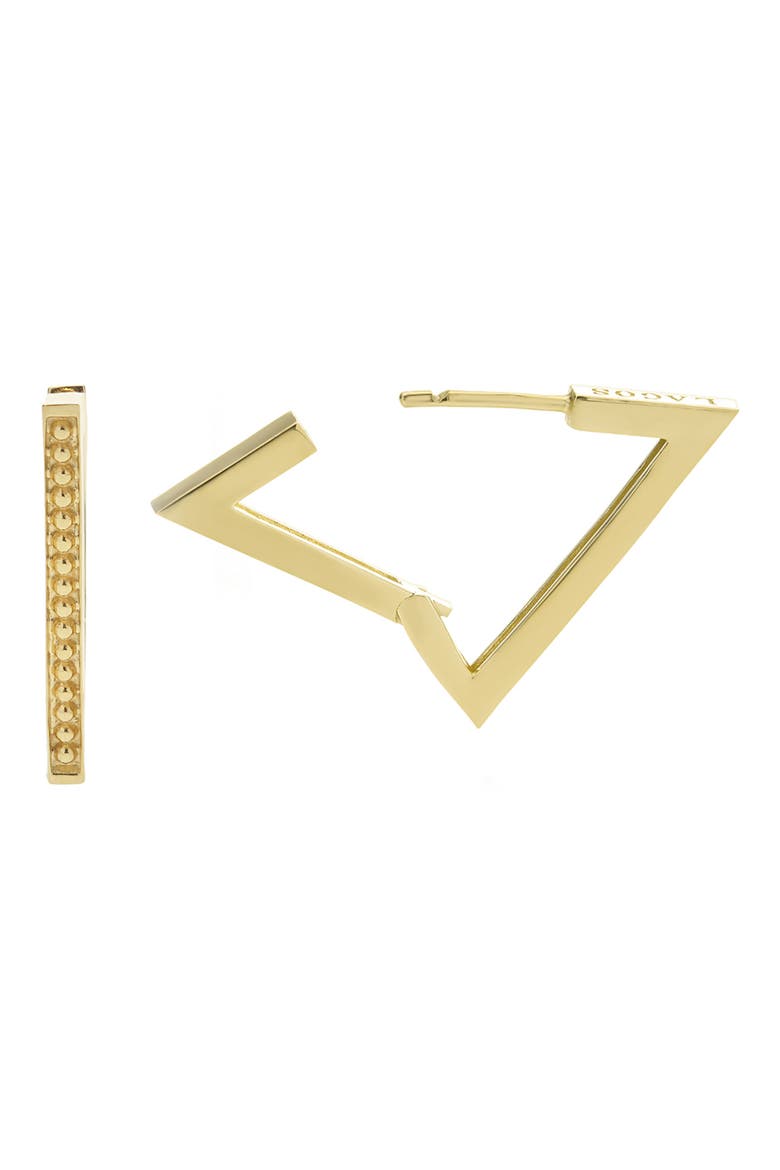 18K Gold Caviar Triangle Earrings, Alternate, color, GOLD