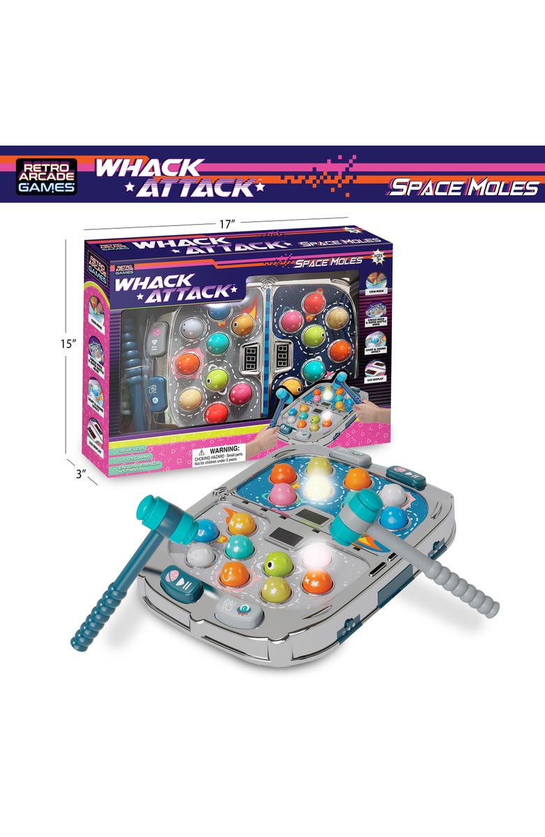 Thin Air Games Whack Attack Space Mole Lights/Sounds Tabletop Game, Alternate, color, Multicolored