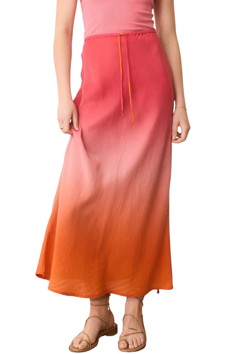 Gabriella Drawstring Maxi Skirt, Main, color, WARM OMBRE