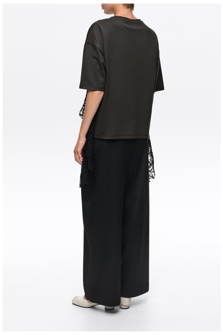 Lace Overlay Boxy T-Shirt, Alternate, color, WASHED BLACK