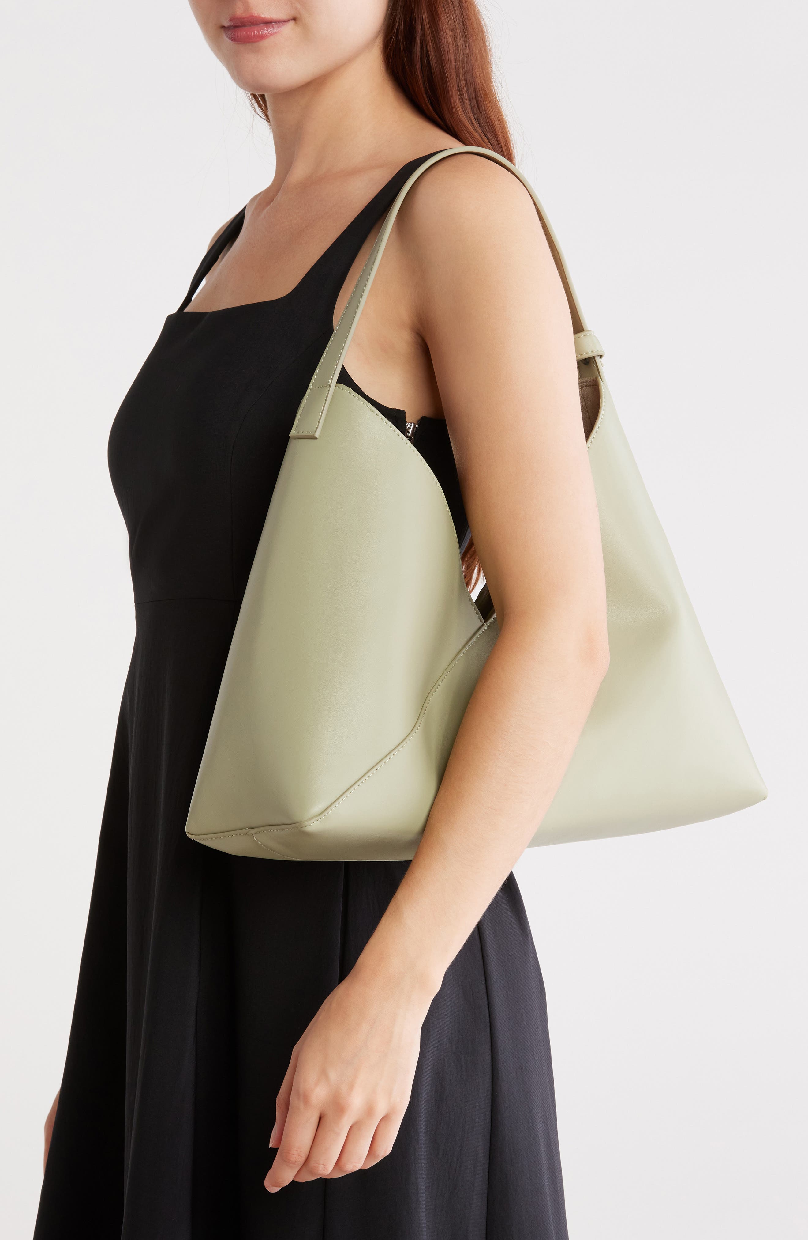BCBG Triangle Hobo Bag, Alternate, color, Clay Green