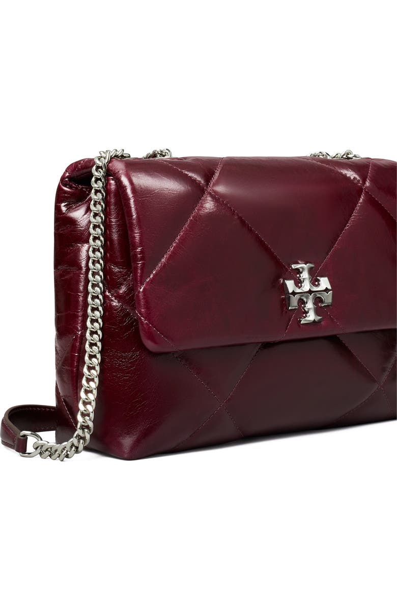 Tory Burch Kira Diamond Quilted Distressed Leather Convertible Crossbody Bag, Alternate, color, Dark Carmine