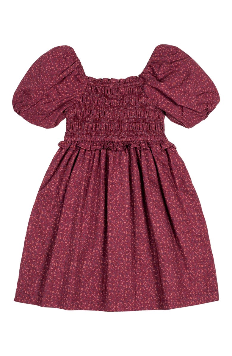 Hope & Henry Girls' Organic Smocked Bubble Sleeve Dress, Toddler, Alternate, color, 