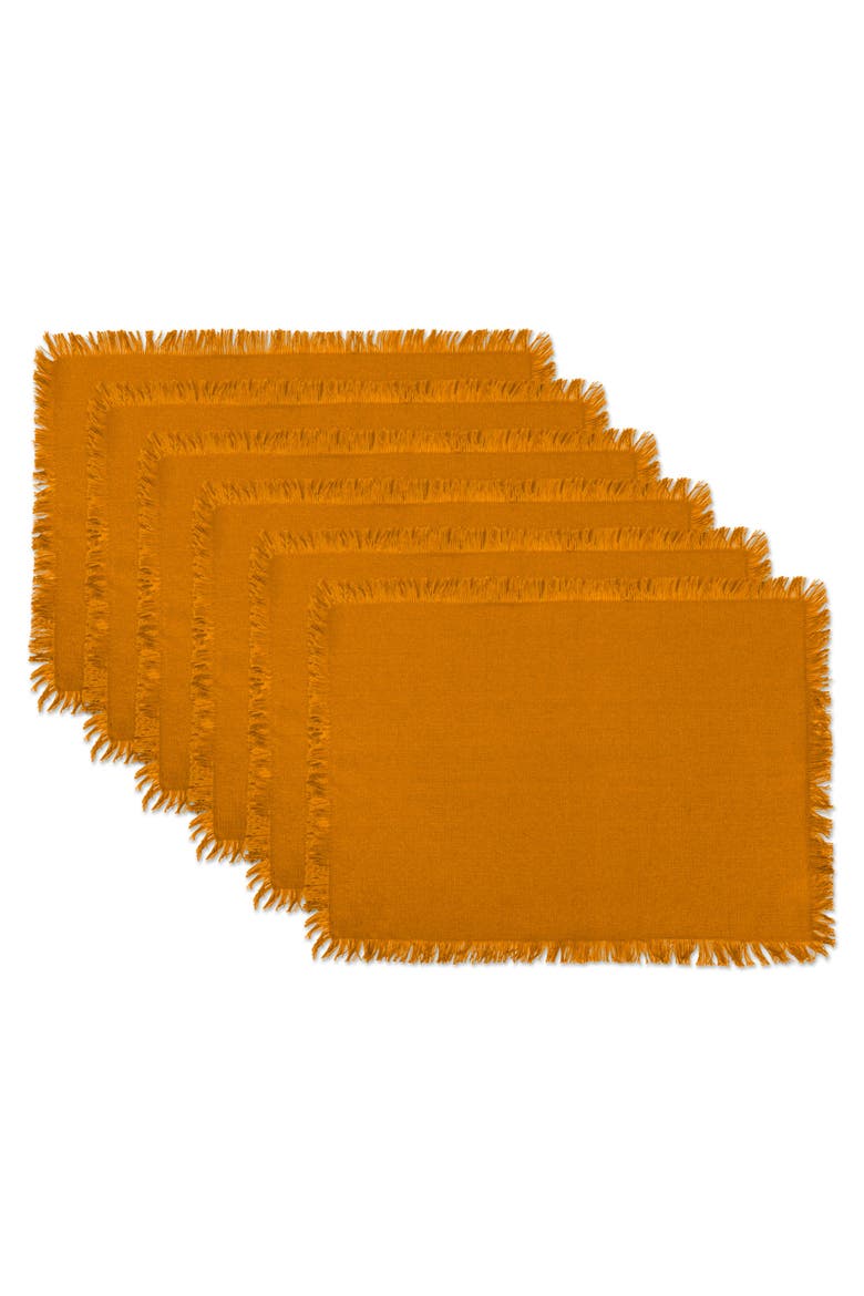 Solid Heavyweight Fringed Placemat Set/6, Main, color, Pumpkin Spice