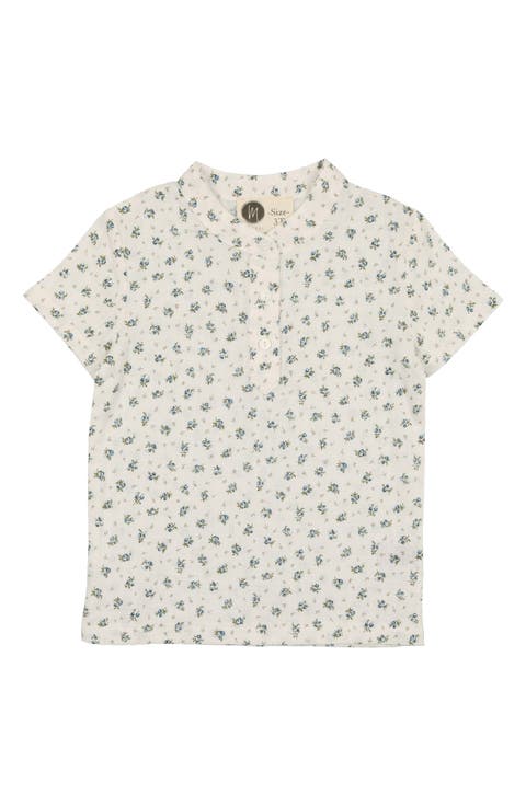 Kids' Rose Bud Print Cotton Blend Henley (Toddler)