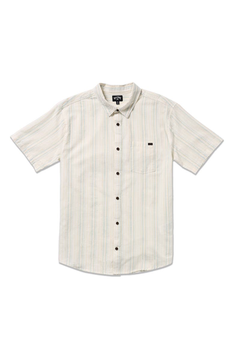 Billabong All Day Stripe Short Sleeve Button-Up Shirt, Alternate, color, Off White