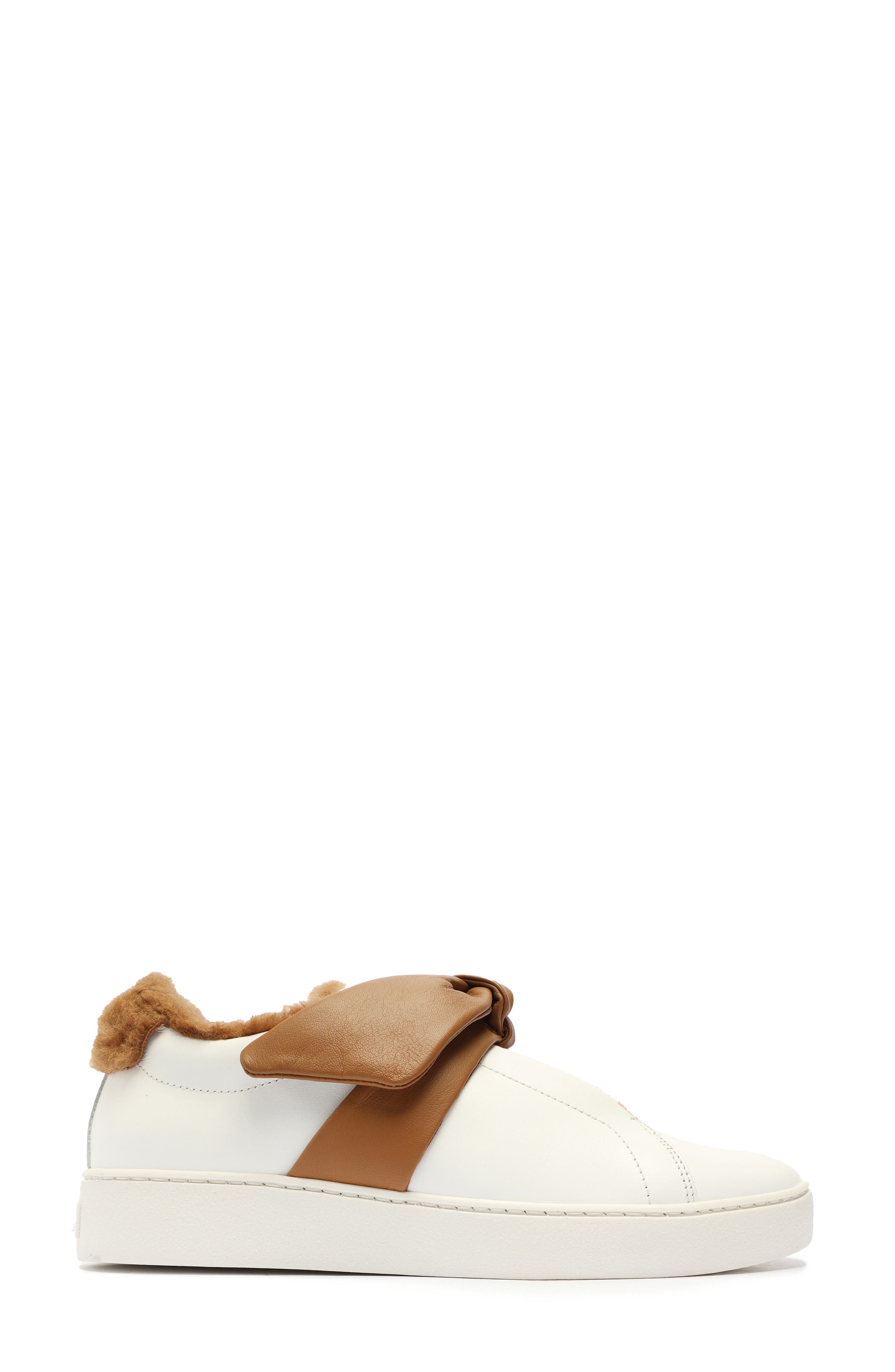 Clarita Bow Slip-On Sneaker, Alternate, color, WHITE/ COGNAC