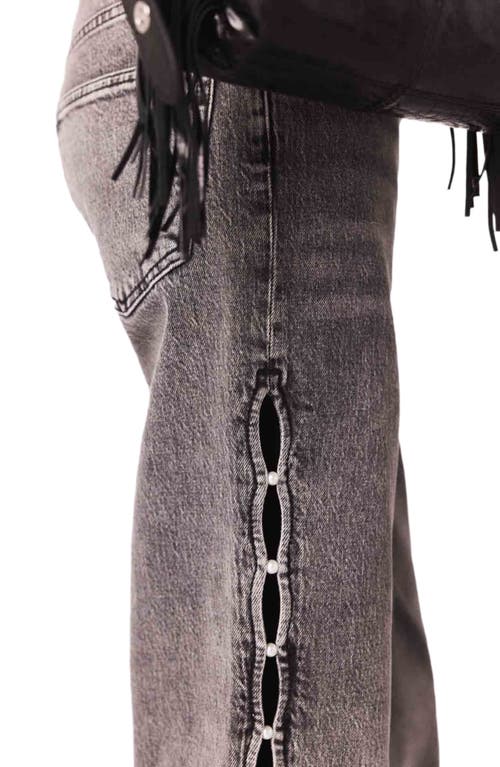 Maje Beaded Wide-leg Jeans In Gray