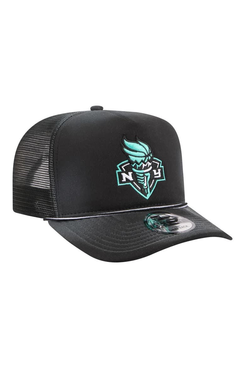 Unisex New Era  Black New York Liberty Worn Foam Front 9FIFTY A-Frame Trucker Rope Snapback Hat, Alternate, color, Black