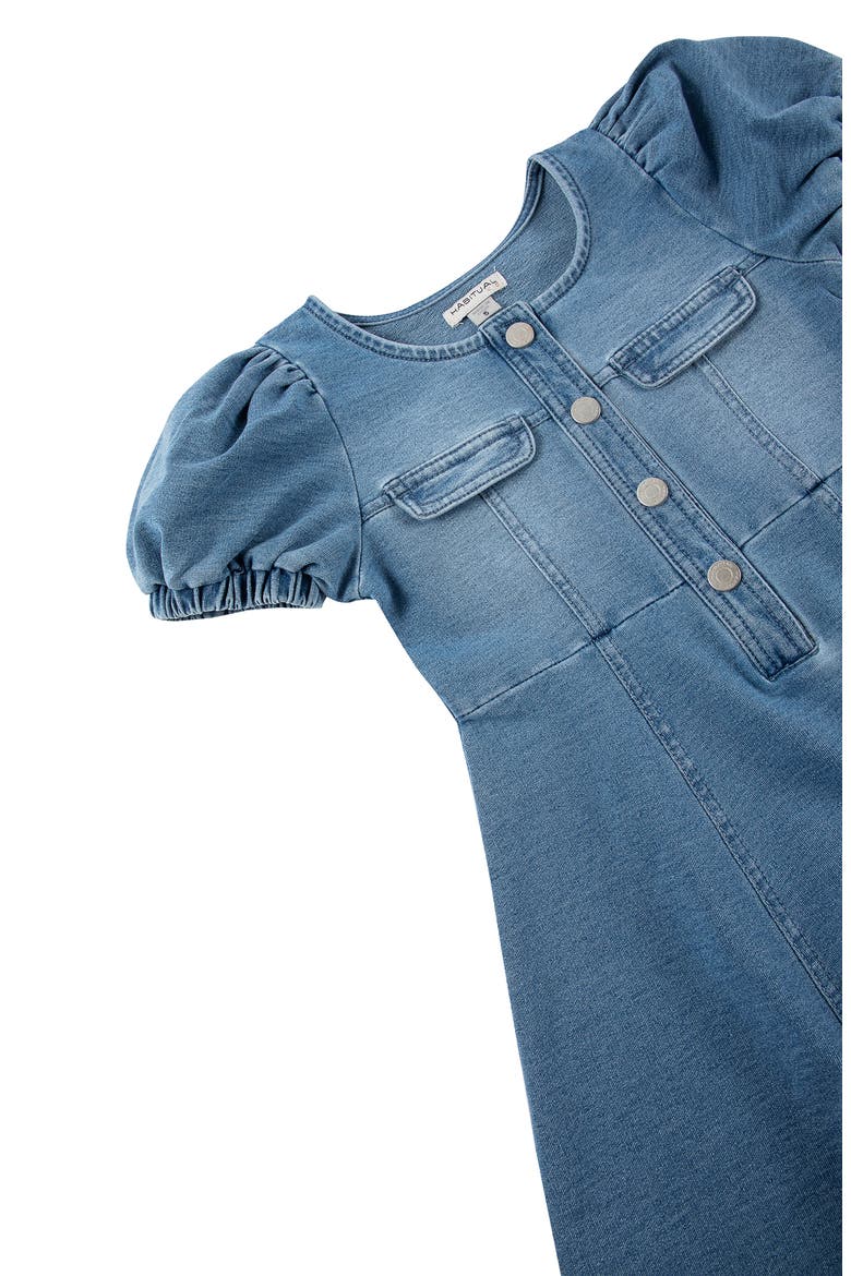 Kids' Puff Sleeve Fit & Flare Knit Dress, Alternate, color, LIGHT STONE