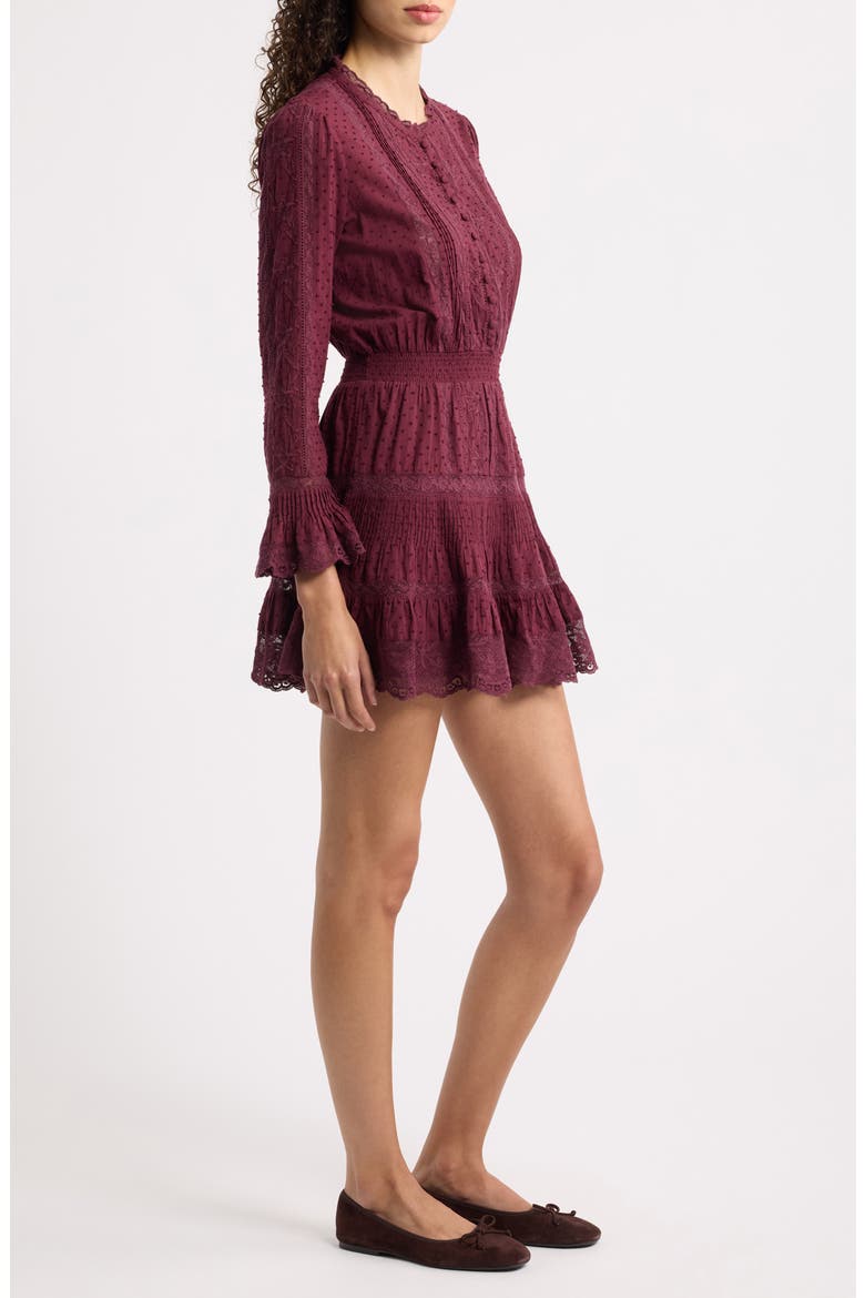 Vesna Embroidered Minidress, Alternate, color, FADED MERLOT